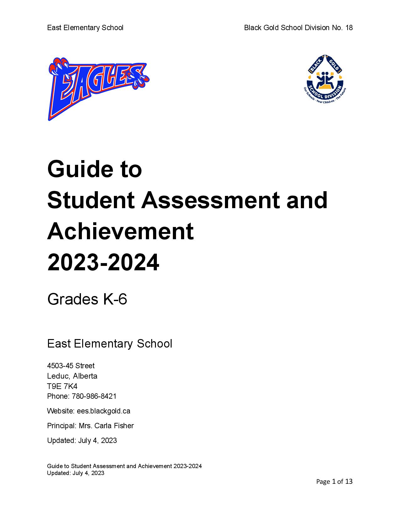 Assessment Plan East Elementary School